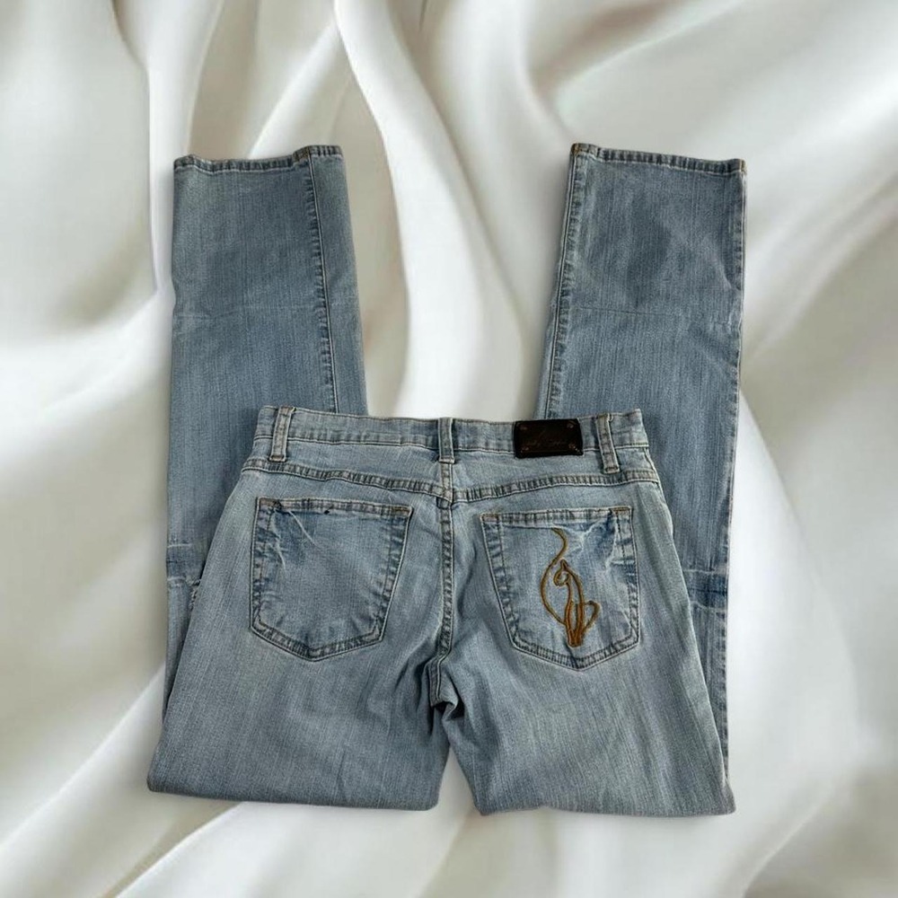 Baby Phat light wash low rise distressed denim bootcut jeans y2k vintage mcbling